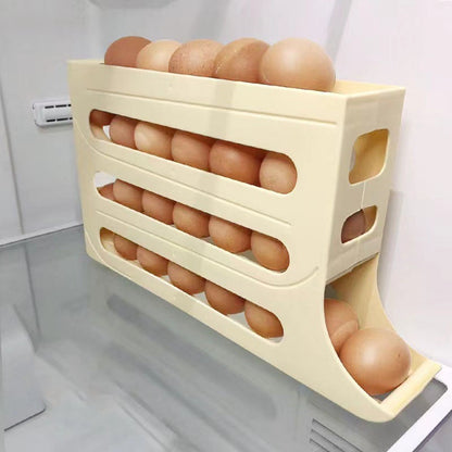 Rolling Refrigerator Egg DispenserAutomatic Egg Roller Storage Rack 4 Tiers